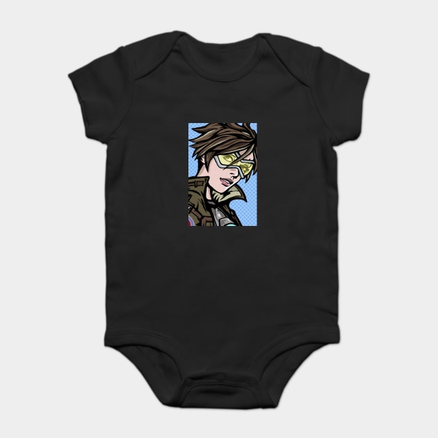 Tracer Lichtenstein Baby Bodysuit by FanboyMuseum